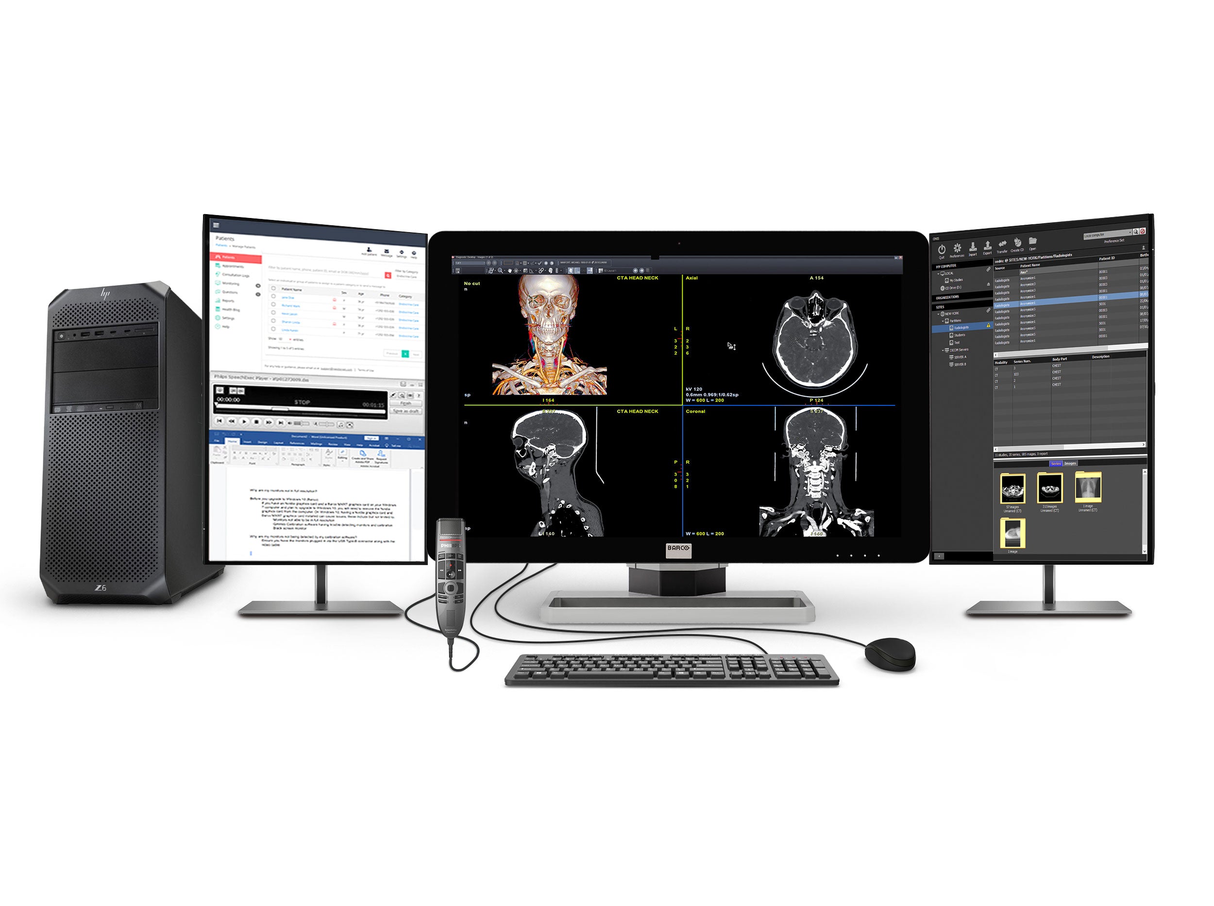 Complete PACS General Radiology Station | Barco 6MP Color LED Display | HP Workstation | Dictation Mic | Worklist Monitor (6430Z6G4) Monitors.com 