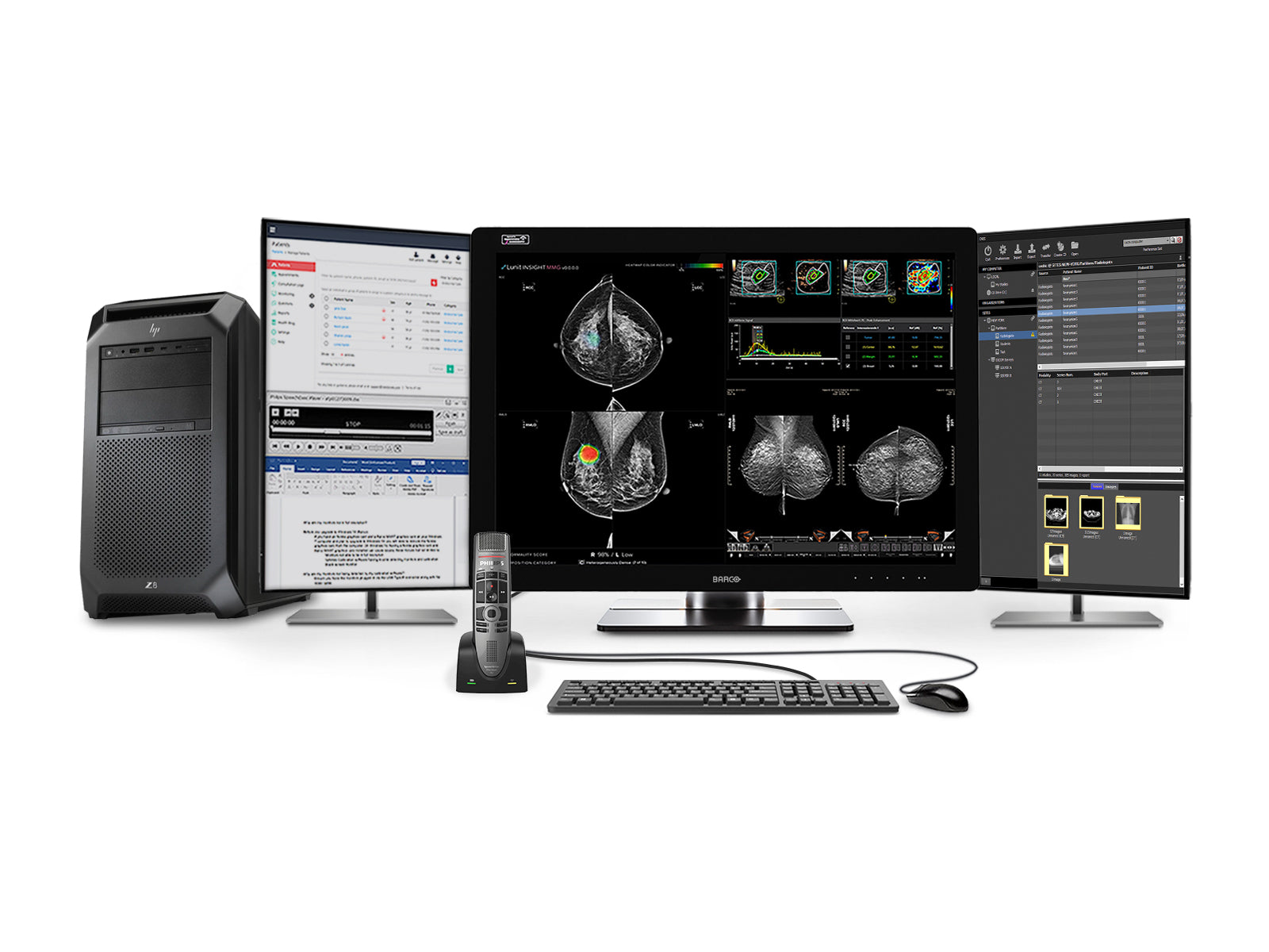 Complete Mammography Reading Station | Barco Coronis UNITI 12MP | HP Z8 Fury G5 | Dictation Mic | Worklist Monitors (12133Z8G5)