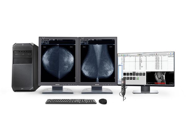 Complete mammografie leesstation | Barco MDCG-5121 5MP Grijswaarden 3D-DBT-displays | HP Werkstation | Dictatie MIC | Werklijstmonitor (MD5121Z4R)