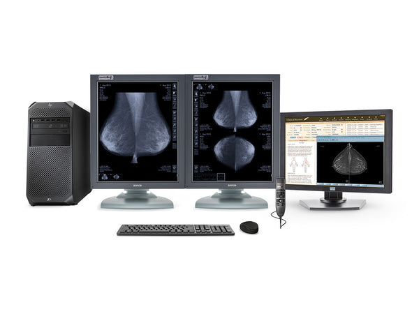 Complete PACS Mammography Reading Station | Barco MDMG-5121 5MP Grayscale Displays | HP Workstation | Dictation Mic | Worklist Monitor (MG5121Z4R)