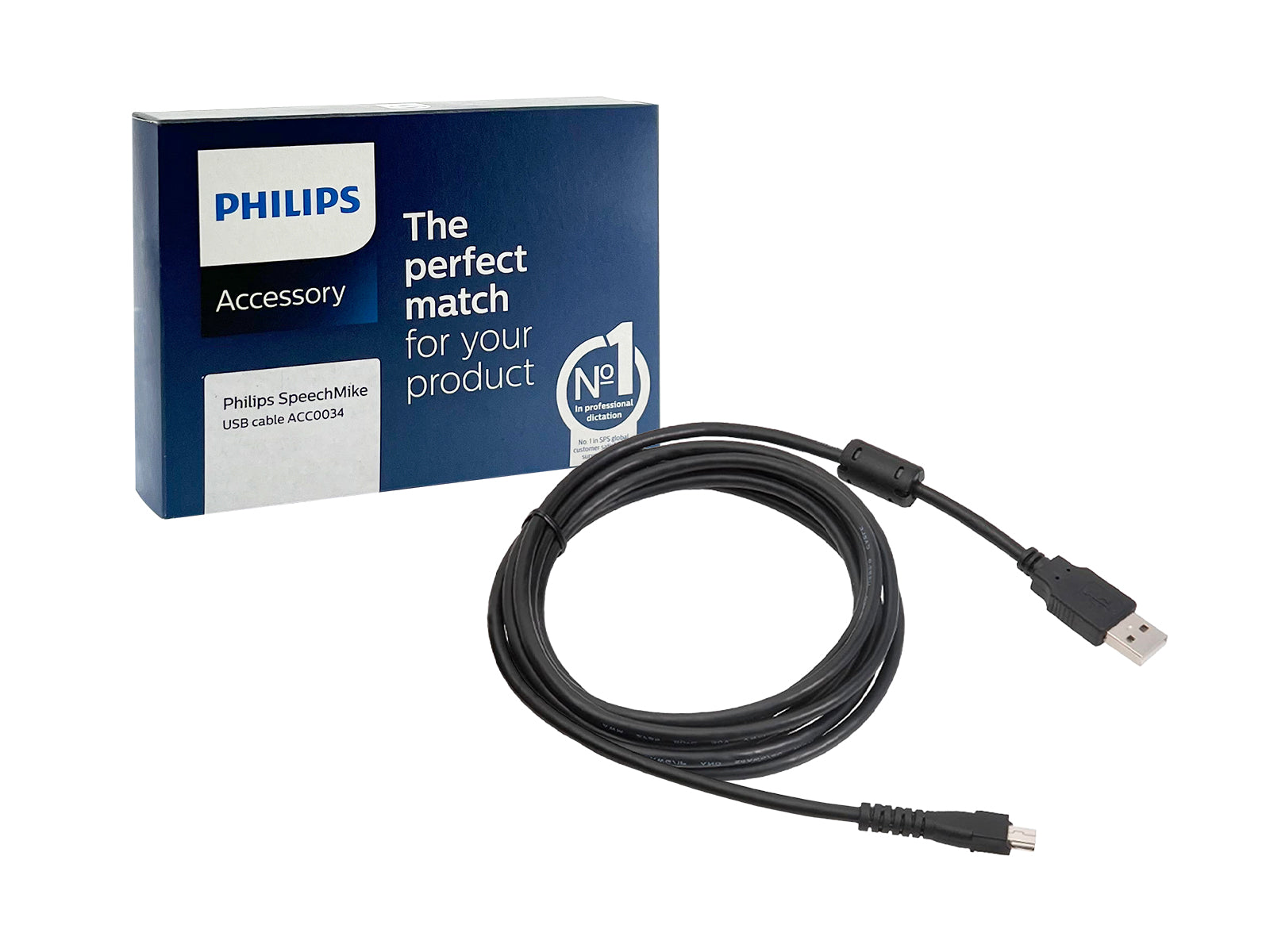 Câble USB de remplacement Philips pour microphones Speechmike - 8 pieds | 2.4 m (ACC0034) Monitors.com