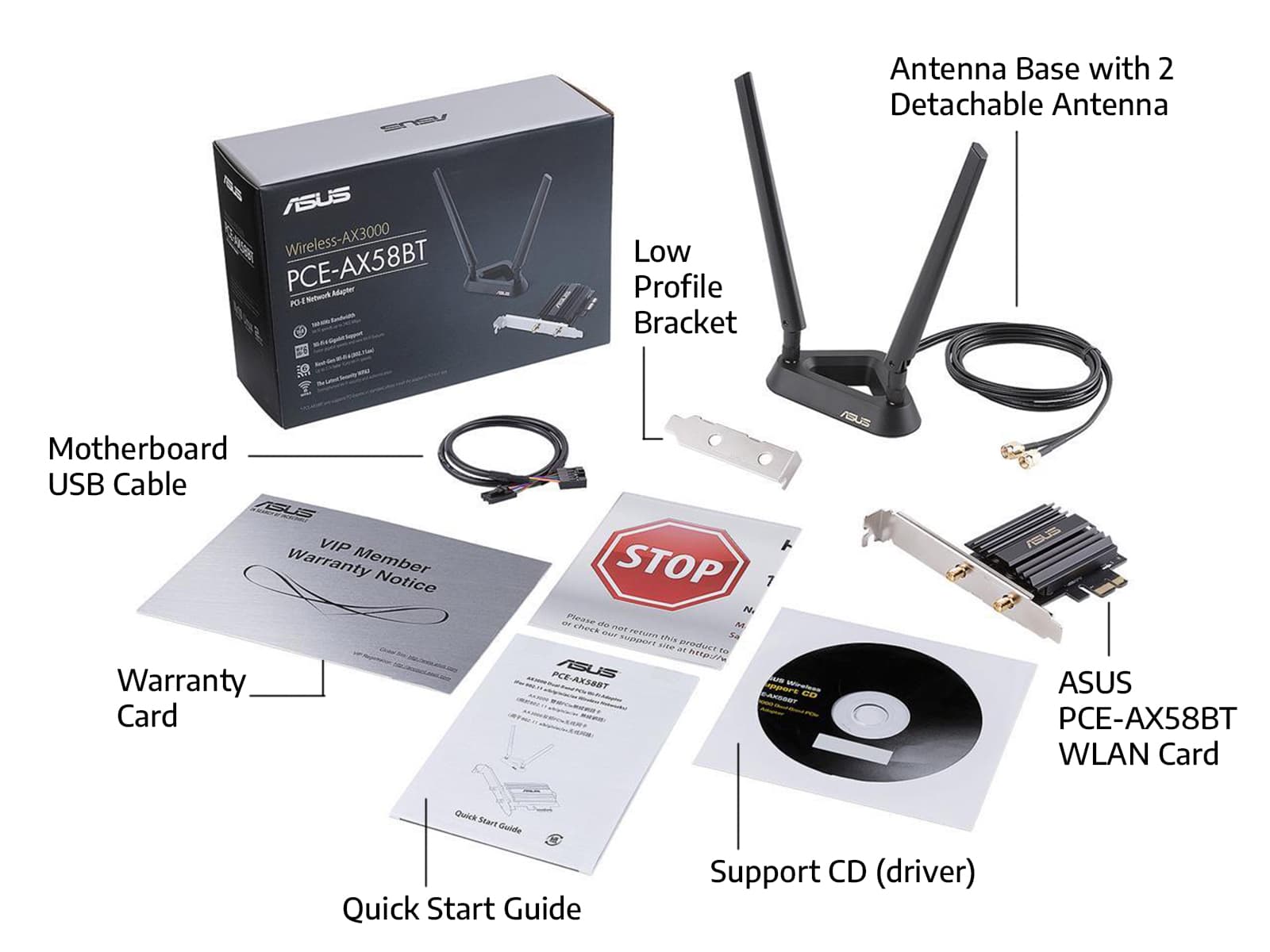 Asus Wireless PCE-AX3000 Wifi Adapter Next-Gen Wifi 6 Dual-Band PCIe Adapter | Bluetooth 5.0 | OFDMA | 2x2 MU-MIMO | WPA3 Security (PCE-AX58BT)